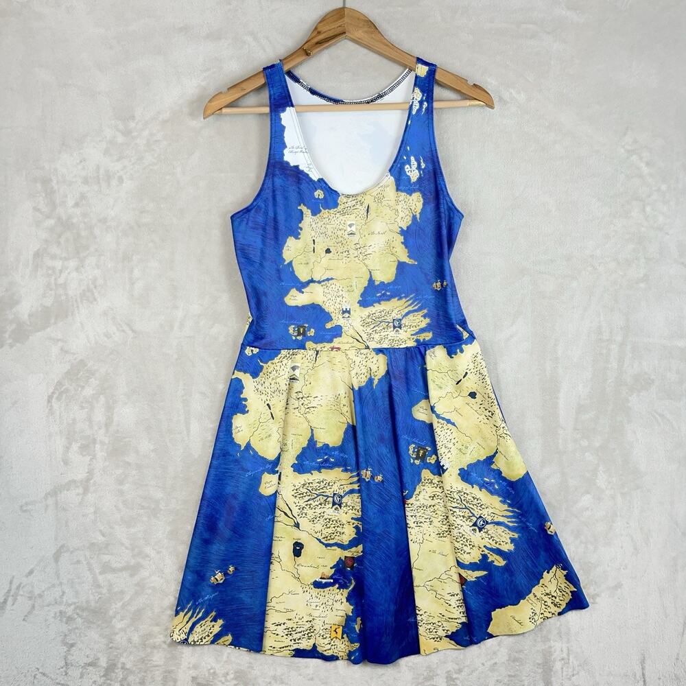 Black Milk Game Of Thrones HBO Westeros Map Skater Dress Size XL Long Torso Rare